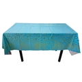 Blue rectangular plastic party tablecloth with shiny gold foil polka dots for birthdays - 54*72inch / Light Blue with Gold Dots