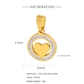 Gold plated 316L stainless steel hollow heart pendant with white zircon stones - Circle Nested Heart-HP0001G4-5