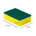 Éponge de cuisine double couche avec tampon vert et mousse jaune, dimensions 11x7x3cm - Carré (11x7x3cm)