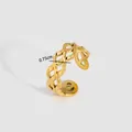 Gold plated stainless steel open ring with 0.75cm wide hollow wave texture pattern - Hollow Wave Open Ring (YYR023055)