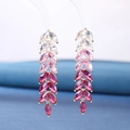 Elegant gold earrings with marquise-cut pink gradient cubic zirconia in wheat shape - Red Waterdrop Style
