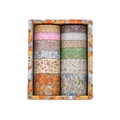 12-roll floral washi tape set with sunflowers and daisies in decorative display box - 12 Rolls Set / Sunset Song
