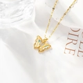 Chic butterfly necklace with gold plating and iridescent crystal inlay for women - AB Color