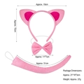 Set cerchietto con orecchie di gatto in peluche rosa con papillon e coda per bimbi - Set da 3 pezzi orecchie di gatto rosa