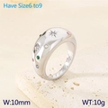 French style silver wide band ring with starburst engraving and colorful rhinestones - Wide Colorful Star Style (KR111579-GC)
