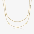 Minimalist double-layer S925 sterling silver gold necklace with polished beads - 925 Silver / 18K Gold