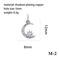 Silver star and moon pendant in rhodium-plated copper with micro-inlay details - Silver Moon & Star (M-2)
