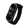 Minimalist black kids waterproof sports watch with silicone band and digital screen display - Black