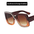 Gafas de sol cuadradas de gran tamaño degradadas en marrón y naranja con pedrería - Degradado Marrón y Naranja