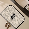 Beige French bath mat with black floral patterns and central LUCKY text design - 30*50cm - Upgrade Thickened Diatom Mud / Branch Shadow Luxury - Rounded