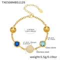 Detailed view of gold plated stainless steel bracelet with blue gems and zircons - Bracelet (16+6cm) / Gold - Blue Zirconia Bracelet (TXE508)