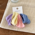 Pack of 4 soft elastic seamless hair ties in purple, yellow, pink and blue colors - Creamy Color Series 4-Pack