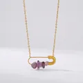 Spécifications de taille pour le collier épingle à nourrice en acier et améthyste - Collier Épingle avec Pierre Améthyste Doré