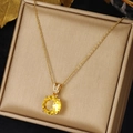 Elegant gold necklace with a large yellow crystal pendant in a premium gold jewelry box - 41#xl1494-13 Citrine