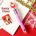 Pink Christmas Santa Claus 6-color retractable ballpoint pen on white notebook - 6 Colors Santa Claus