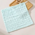 Soft light blue 6-layer cotton gauze baby square towel with star wooden tray - Green