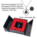 Silver heart projection necklace with 100 languages in a luxury red rose gift box - White Gold Heart Necklace and Rose Gift Box