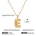 Golden stainless steel necklace featuring a balloon-style letter E pendant for women - Letter E