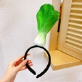 Funny green cabbage vegetable headband with realistic texture on a soft black hairband - Green Vegetable