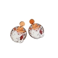Dettaglio orecchini di Natale con Babbo Natale, cappello da cowboy e stampa leopardata - J21 Babbo Natale Cowboy Rotondo Arancione
