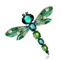 Exquisite dragonfly brooch featuring vibrant green crystals and silver alloy base - Style 21