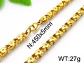 Men's gold floral chain necklace in 304 stainless steel with secure clasp detail - Gold 5mm Necklace (45cm)