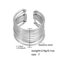 Bague multicouche minimaliste en acier inoxydable argenté, modèle de taille 7 - Style de Fil Multi-couches (A297) / Acier