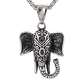Colgante de cabeza de elefante retro en acero inoxidable plata antigua con cadena elegante - Colgante de Cabeza de Elefante Solo Colgante (B1006) / Plata Antigua