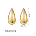 Orecchini a goccia in acciaio inossidabile placcato oro 18K da 3,3 cm dal design pulito - Orecchini Lobo Goccia Acqua Grande 685-D
