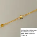 Detailed view of 18k gold plated stainless steel cross chain with 3mm beads measurement - 0.4 Cross Chain with 3mm Beads