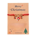 Handmade red cord wish bracelet with candy cane charm on a Christmas card - Candy Cane with Golden Bow