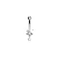 Silver stainless steel belly piercing with crystal planet and star pendant charms - XY-8 Planet Five-Pointed Star (Orb)