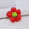 Handmade watermelon red milk cotton crochet flower accessory for DIY apparel and hair decor - Watermelon Red with Green Center