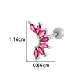Clou d'oreille en acier inoxydable avec zircon rose marquise et design incurvé 1,16cm - Argent et Rose Rouge