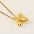 Collar dorado con colgante de letra H burbuja y elegante cadena cubana para mujer - Letra N / Dorado