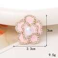 Charm fleur de camélia rose avec strass et perle, accessoire DIY de 3x3,3cm - Fleur En Émail Strass Rose