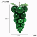 30cm Shiny green grape cluster Christmas ornament with artificial leaves and top hanger - Large (30cm) / Cyan