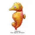 Vibrant seahorse foil balloon for parties, orange and green gradient, 96x55cm size - Seahorse