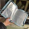 Light blue jewelry organizer binder with six-ring loose-leaf transparent storage pages - Blue Binder + 20 Inner Pages