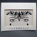 Face crystal sticker set in black rhinestones with elegant decorative eye patterns - 1078