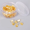Golden plated metal ribbon crimp ends for DIY jewelry making in a transparent box - 8x10mm Gold Ribbon Crimps 100pcs