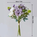 Artificial purple dahlia and white peony bouquet, 35cm tall faux flower arrangement - Purple Tea Bud Dahlia