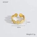 Adjustable gold plated stainless steel ring with hollow daisy flower design patterns - Daisy Hollow Flower (JZ21047)