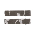 Detailed view of two dark grey-brown fabric hair clips with white floral embroidery - Style 8 (Brownish Grey Floral Embroidery)