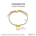 Detail of 18K gold plated heart charm on a 2mm stainless steel snake bone chain bracelet - Gold Hollow Heart Style (KB184668-Z)