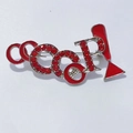 Elegant red enamel CCCP flag brooch with sparkling rhinestones in a silver finish - CCCP Letters