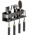 Gunmetal grey toothbrush rack set with 4 slots and automatic toothpaste dispenser - Gun Grey Toothbrush Holder - 4 Person + Toothpaste Squeezer