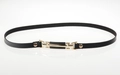 Handmade black leather cord accessory with decorative golden buckle and metal rivets - 56-58cm / Black Slim Gold Metal Decorative Buckle Strap (AB08)