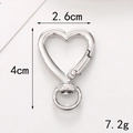 Silver heart-shaped spring ring with dimensions of 2.6cm by 4cm and 7.2g weight - C406-Heart Clasp / Silver