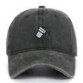 Casquette de baseball en coton gris foncé délavé avec broderie de coupe violette - Taille unique / Vert Militaire